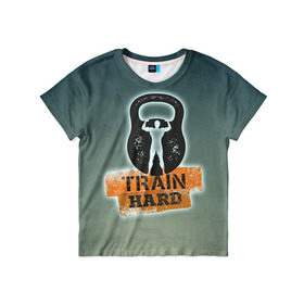 Детская футболка 3D с принтом Train hard 2 в Тюмени, 100% гипоаллергенный полиэфир | прямой крой, круглый вырез горловины, длина до линии бедер, чуть спущенное плечо, ткань немного тянется | bodybuilding | no pain no gain | train hard | бодибилдинг | качалка | пауэрлифинг | тренажерный | фитнес