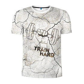 Мужская футболка 3D спортивная с принтом Train hard 5 в Тюмени, 100% полиэстер с улучшенными характеристиками | приталенный силуэт, круглая горловина, широкие плечи, сужается к линии бедра | bodybuilding | no pain no gain | train hard | бодибилдинг | качалка | пауэрлифинг | тренажерный | фитнес