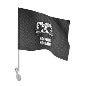 Флаг для автомобиля с принтом No pain no gain 2 в Тюмени, 100% полиэстер | Размер: 30*21 см | bodybuilding | no pain no gain | train hard | бодибилдинг | качалка | пауэрлифинг | тренажерный | фитнес
