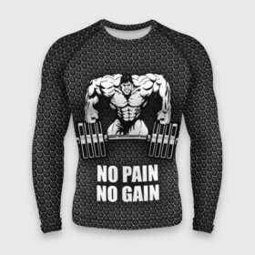 Мужской рашгард 3D с принтом No pain no gain 2 в Тюмени,  |  | bodybuilding | no pain no gain | train hard | бодибилдинг | качалка | пауэрлифинг | тренажерный | фитнес