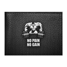 Обложка для студенческого билета с принтом No pain no gain 2 в Тюмени, натуральная кожа | Размер: 11*8 см; Печать на всей внешней стороне | bodybuilding | no pain no gain | train hard | бодибилдинг | качалка | пауэрлифинг | тренажерный | фитнес