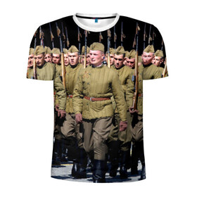 Мужская футболка 3D спортивная с принтом Вооруженные силы СССР в Тюмени, 100% полиэстер с улучшенными характеристиками | приталенный силуэт, круглая горловина, широкие плечи, сужается к линии бедра | армия | вооруженные силы россии | парад | рэтро | ссср