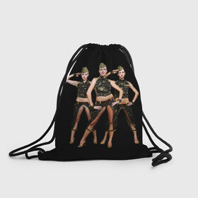Рюкзак-мешок 3D с принтом Девушки в форме в Тюмени, 100% полиэстер | плотность ткани — 200 г/м2, размер — 35 х 45 см; лямки — толстые шнурки, застежка на шнуровке, без карманов и подкладки | армия | вооруженные силы россия | девушки в форме