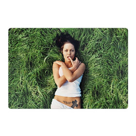Магнитный плакат 3Х2 с принтом Джоли Анджелина в Тюмени, Полимерный материал с магнитным слоем | 6 деталей размером 9*9 см | Тематика изображения на принте: анджелина | девушка | джоли | лежит | тату