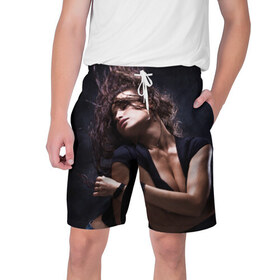 Мужские шорты 3D с принтом Страстная девушка в Тюмени,  полиэстер 100% | прямой крой, два кармана без застежек по бокам. Мягкая трикотажная резинка на поясе, внутри которой широкие завязки. Длина чуть выше колен | красивая | модель | страстная девушка
