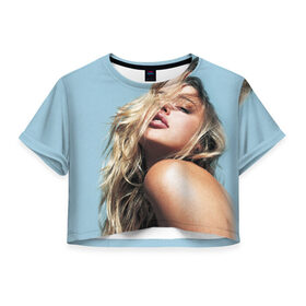 Женская футболка 3D укороченная с принтом Страстная девушка, красивая в Тюмени, 100% полиэстер | круглая горловина, длина футболки до линии талии, рукава с отворотами | красивая | модель | страстная девушка