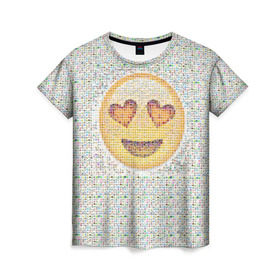 Женская футболка 3D с принтом Смайлики в Тюмени, 100% полиэфир ( синтетическое хлопкоподобное полотно) | прямой крой, круглый вырез горловины, длина до линии бедер | 2016 | позитив | смайл | смайлик | смайлики