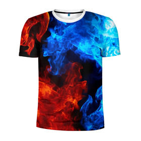 Мужская футболка 3D спортивная с принтом Битва огней в Тюмени, 100% полиэстер с улучшенными характеристиками | приталенный силуэт, круглая горловина, широкие плечи, сужается к линии бедра | огонь