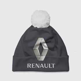 Шапка 3D c помпоном с принтом Renault в Тюмени, 100% полиэстер | универсальный размер, печать по всей поверхности изделия | renault | рено