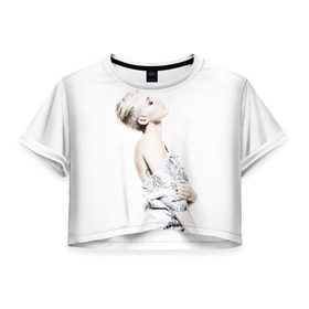Женская футболка 3D укороченная с принтом Miley в Тюмени, 100% полиэстер | круглая горловина, длина футболки до линии талии, рукава с отворотами | cyrus | miley | майли | музыка | сайрус