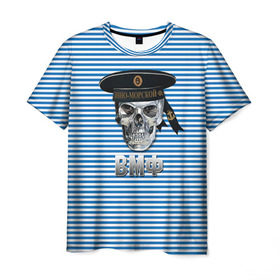 Мужская футболка 3D с принтом ВМФ в Тюмени, 100% полиэфир | прямой крой, круглый вырез горловины, длина до линии бедер | армия | бескозырка | бф | вмф | войска | вооруженные силы | моряк | сф | тельник | тельняшка | тоф | флот | череп | чф