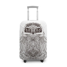 Чехол для чемодана 3D с принтом Сова в Тюмени, 86% полиэфир, 14% спандекс | двустороннее нанесение принта, прорези для ручек и колес | сова чернобелое