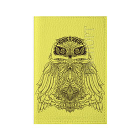 Обложка для паспорта матовая кожа с принтом Сова в Тюмени, натуральная матовая кожа | размер 19,3 х 13,7 см; прозрачные пластиковые крепления | сова чернобелое