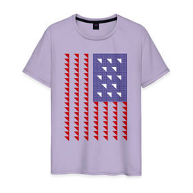 Мужская футболка хлопок с принтом Triangle US в Тюмени, 100% хлопок | прямой крой, круглый вырез горловины, длина до линии бедер, слегка спущенное плечо. | Тематика изображения на принте: мода | оригинальный узор в виде флага сшасша | стиль | флаг