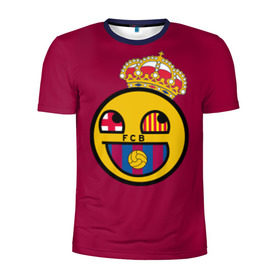 Мужская футболка 3D спортивная с принтом FCB smile в Тюмени, 100% полиэстер с улучшенными характеристиками | приталенный силуэт, круглая горловина, широкие плечи, сужается к линии бедра | barcelona | барса | барселона | футбол