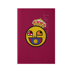 Обложка для паспорта матовая кожа с принтом FCB smile в Тюмени, натуральная матовая кожа | размер 19,3 х 13,7 см; прозрачные пластиковые крепления | barcelona | барса | барселона | футбол