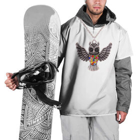 Накидка на куртку 3D с принтом Золотая сова в Тюмени, 100% полиэстер |  | Тематика изображения на принте: крылья | сова