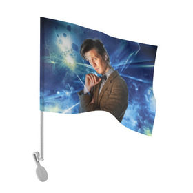 Флаг для автомобиля с принтом 11th Doctor Who в Тюмени, 100% полиэстер | Размер: 30*21 см | doctor who | matt | smith | tardis | временной поток | доктор кто | мэтт | смит | тардис