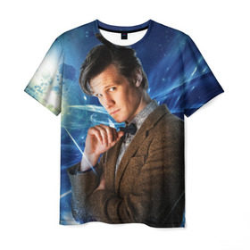Мужская футболка 3D с принтом 11th Doctor Who в Тюмени, 100% полиэфир | прямой крой, круглый вырез горловины, длина до линии бедер | doctor who | matt | smith | tardis | временной поток | доктор кто | мэтт | смит | тардис