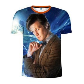 Мужская футболка 3D спортивная с принтом 11th Doctor Who в Тюмени, 100% полиэстер с улучшенными характеристиками | приталенный силуэт, круглая горловина, широкие плечи, сужается к линии бедра | doctor who | matt | smith | tardis | временной поток | доктор кто | мэтт | смит | тардис