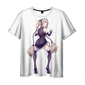 Мужская футболка 3D с принтом Девушка на груди в Тюмени, 100% полиэфир | прямой крой, круглый вырез горловины, длина до линии бедер | анимэ | висит | девушка | на груди