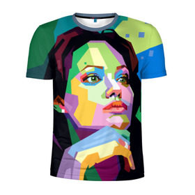 Мужская футболка 3D спортивная с принтом Анджелина Джоли в Тюмени, 100% полиэстер с улучшенными характеристиками | приталенный силуэт, круглая горловина, широкие плечи, сужается к линии бедра | Тематика изображения на принте: angelina jolie | актриса | анджелина джоли | звезда | знаменитость | кино | поп арт | символ