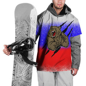 Накидка на куртку 3D с принтом Свирепый медведь в Тюмени, 100% полиэстер |  | Тематика изображения на принте: русь