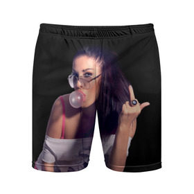 Мужские шорты 3D спортивные с принтом Девушка с жвачкой в Тюмени,  |  | взгляд | девушка | жвачка | жевательная | очки | палец | перстень | показывает | пузырь | резинка | средний