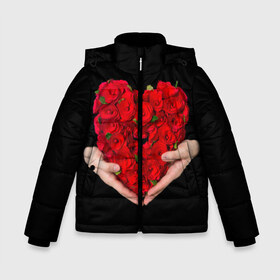 Зимняя куртка для мальчиков 3D Сердце в руках: в Тюмени, ткань верха — 100% полиэстер; подклад — 100% полиэстер, утеплитель — 100% полиэстер | длина ниже бедра, удлиненная спинка, воротник стойка и отстегивающийся капюшон. Есть боковые карманы с листочкой на кнопках, утяжки по низу изделия и внутренний карман на молнии. 

Предусмотрены светоотражающий принт на спинке, радужный светоотражающий элемент на пуллере молнии и на резинке для утяжки | Тематика изображения на принте: 8 марта | любовь | подарок | праздник | розы | руки | сердце