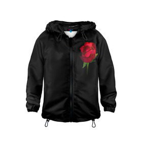 Детская ветровка 3D с принтом Розы за спиной в Тюмени, 100% полиэстер | подол и капюшон оформлены резинкой с фиксаторами, по бокам два кармана без застежек, один потайной карман на груди | за спиной | любовь | подарок | роза | розы | сюрприз | цветы | чувства