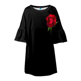 Детское платье 3D с принтом Розы за спиной в Тюмени, 100% полиэстер | прямой силуэт, чуть расширенный к низу. Круглая горловина, на рукавах — воланы | за спиной | любовь | подарок | роза | розы | сюрприз | цветы | чувства