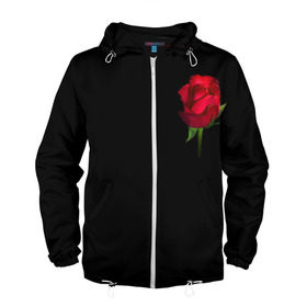 Мужская ветровка 3D с принтом Розы за спиной в Тюмени, 100% полиэстер | подол и капюшон оформлены резинкой с фиксаторами, два кармана без застежек по бокам, один потайной карман на груди | за спиной | любовь | подарок | роза | розы | сюрприз | цветы | чувства
