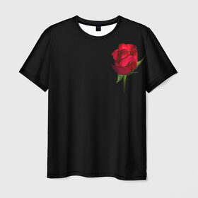 Мужская футболка 3D с принтом Розы за спиной в Тюмени, 100% полиэфир | прямой крой, круглый вырез горловины, длина до линии бедер | за спиной | любовь | подарок | роза | розы | сюрприз | цветы | чувства