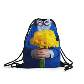 Рюкзак-мешок 3D с принтом Цветы в руках в Тюмени, 100% полиэстер | плотность ткани — 200 г/м2, размер — 35 х 45 см; лямки — толстые шнурки, застежка на шнуровке, без карманов и подкладки | бабочка