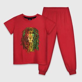 Детская пижама хлопок с принтом Раста лев в Тюмени, 100% хлопок |  брюки и футболка прямого кроя, без карманов, на брюках мягкая резинка на поясе и по низу штанин
 | джа | регги