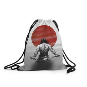 Рюкзак-мешок 3D с принтом Самурай 1 в Тюмени, 100% полиэстер | плотность ткани — 200 г/м2, размер — 35 х 45 см; лямки — толстые шнурки, застежка на шнуровке, без карманов и подкладки | борьба | воин | единоборства | путь воина | самураи | самурай