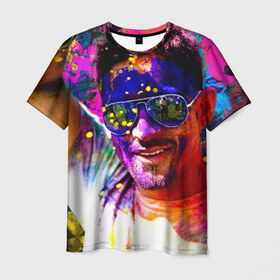 Мужская футболка 3D с принтом Индуистский фестиваль красок в Тюмени, 100% полиэфир | прямой крой, круглый вырез горловины, длина до линии бедер | Тематика изображения на принте: 