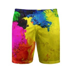 Мужские шорты 3D спортивные с принтом Индуистский фестиваль красок в Тюмени,  |  | festival | festival of colors | holi | весны | индия | индуистский фестиваль | краски | красок | холи