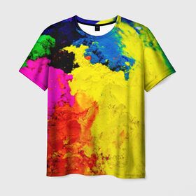 Мужская футболка 3D с принтом Индуистский фестиваль красок в Тюмени, 100% полиэфир | прямой крой, круглый вырез горловины, длина до линии бедер | festival | festival of colors | holi | весны | индия | индуистский фестиваль | краски | красок | холи