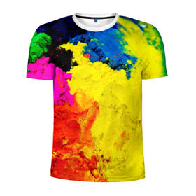 Мужская футболка 3D спортивная с принтом Индуистский фестиваль красок в Тюмени, 100% полиэстер с улучшенными характеристиками | приталенный силуэт, круглая горловина, широкие плечи, сужается к линии бедра | festival | festival of colors | holi | весны | индия | индуистский фестиваль | краски | красок | холи