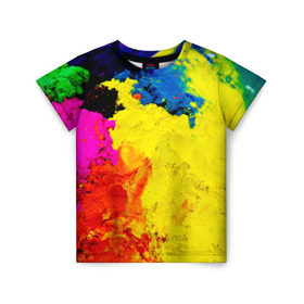 Детская футболка 3D с принтом Индуистский фестиваль красок в Тюмени, 100% гипоаллергенный полиэфир | прямой крой, круглый вырез горловины, длина до линии бедер, чуть спущенное плечо, ткань немного тянется | festival | festival of colors | holi | весны | индия | индуистский фестиваль | краски | красок | холи
