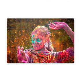 Пазл магнитный 126 элементов с принтом Индуистский фестиваль красок в Тюмени, полимерный материал с магнитным слоем | 126 деталей, размер изделия —  180*270 мм | 