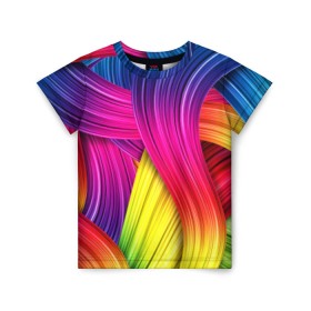 Детская футболка 3D с принтом Абстракция в Тюмени, 100% гипоаллергенный полиэфир | прямой крой, круглый вырез горловины, длина до линии бедер, чуть спущенное плечо, ткань немного тянется | кислотный | обстракция | радуга | свет | спектр | цвет | цвета | яркие