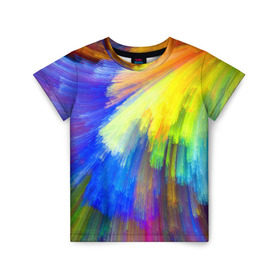 Детская футболка 3D с принтом Абстракция в Тюмени, 100% гипоаллергенный полиэфир | прямой крой, круглый вырез горловины, длина до линии бедер, чуть спущенное плечо, ткань немного тянется | кислотный | обстракция | радуга | свет | спектр | цвет | цвета | яркие