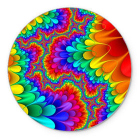 Коврик круглый с принтом Узор в Тюмени, резина и полиэстер | круглая форма, изображение наносится на всю лицевую часть | кислотный | обстракция | радуга | свет | спектр | узор | цвет | цвета | яркие