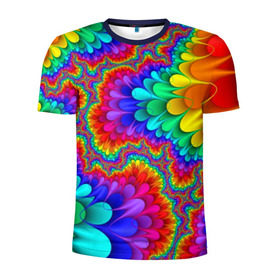 Мужская футболка 3D спортивная с принтом Узор в Тюмени, 100% полиэстер с улучшенными характеристиками | приталенный силуэт, круглая горловина, широкие плечи, сужается к линии бедра | кислотный | обстракция | радуга | свет | спектр | узор | цвет | цвета | яркие