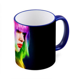 Кружка 3D с принтом Девушка радуга в Тюмени, керамика | ёмкость 330 мл | Тематика изображения на принте: волосы | губы | девушка | красные | радуга | спектр | цвет | цвета | яркие