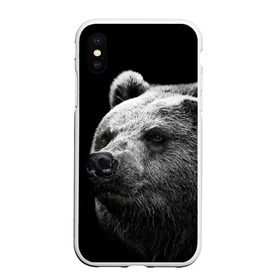Чехол для iPhone XS Max матовый с принтом Медведь в Тюмени, Силикон | Область печати: задняя сторона чехла, без боковых панелей | бурый | дикий | животное | медведь | россия | символ | тайги | фото | хищник | хозяин | черно белое