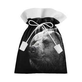Подарочный 3D мешок с принтом Медведь в Тюмени, 100% полиэстер | Размер: 29*39 см | бурый | дикий | животное | медведь | россия | символ | тайги | фото | хищник | хозяин | черно белое