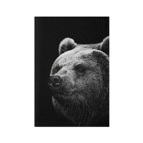 Обложка для паспорта матовая кожа с принтом Медведь в Тюмени, натуральная матовая кожа | размер 19,3 х 13,7 см; прозрачные пластиковые крепления | бурый | дикий | животное | медведь | россия | символ | тайги | фото | хищник | хозяин | черно белое